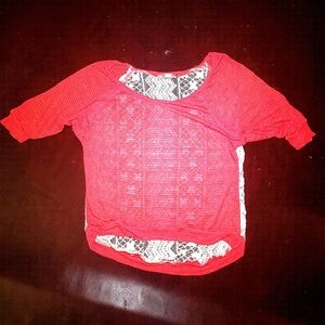 Crystal K rayon blend lacy back semi sheer bodice